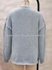 Women's Solid Color Round Neck Long Sleeve Knit Sweater with Drawstring - European & American Style