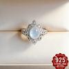 Dream Moonstone925Silver Ring The Hollow Filigree Palace-style Niche Design Ring Is the Perfect Gift for Independence Day, Valentine's Day,