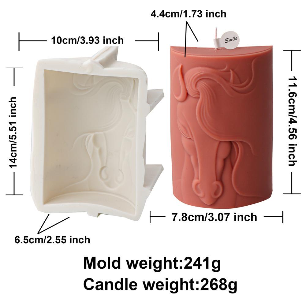 

DIY Half cylindrical horse head statue candle silicone mold horse sculpture resin mold gypsum concrete cement silicone mold