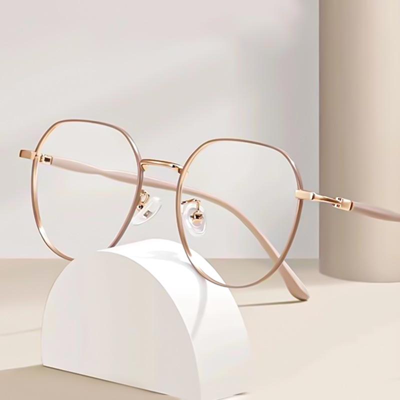 2025 Women's High-Definition Anti-Blue Light Metal Polygon Reading Glasses - Trendy, Youthful Look