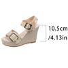 Spring and summer new buckle fashion wedge sandals printed muffin thick-soled fish mouth sandals women