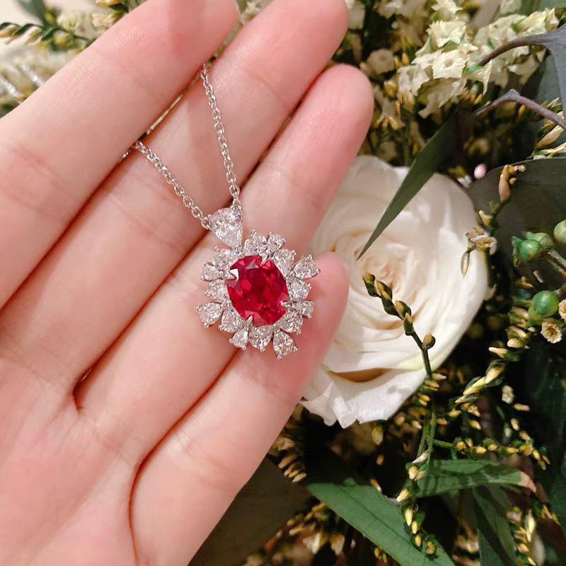 Women s Pigeon Blood Red Gemstone Necklace - Chic, Trendy, and Versatile Luxury Style