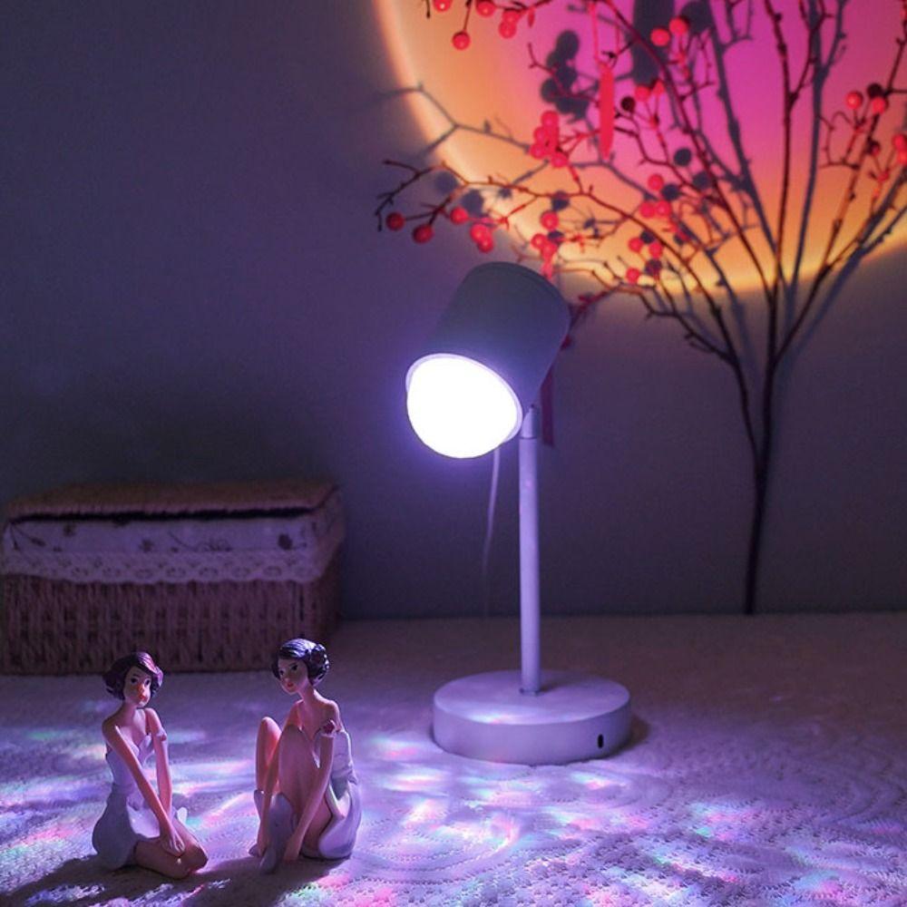 16 Colors Water Ripple Lamp 360° Rotation Button Control Sunset Lamp Internet Famous 36v Dual-Head Design Bedroom Light