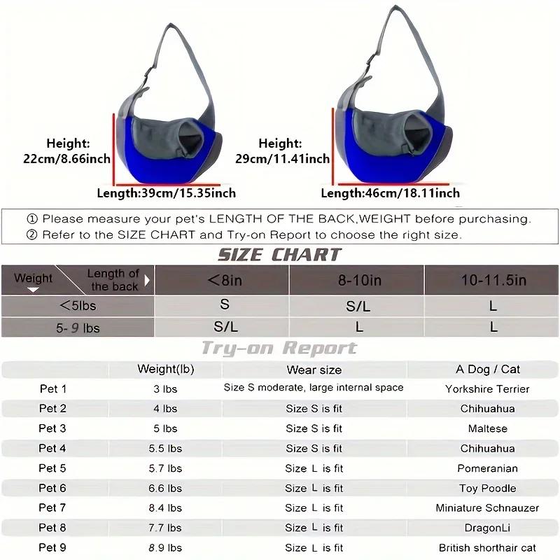 1PcPet Carrier Bag for Dog Cat Dog Puppy Shoulder for Pets Sling Carrier Bag Adjustable Pet Shoulder Bag, Handsfree Shoulder Bag