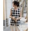 Demana Women's Retro Plaid Sleeveless Cotton Shirt