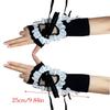 Lolitas Crinkled Hollow Out Gloves Satins Lace Ribbon Adjustable Wrist Sleeves For Women Party Fashion Accessories