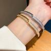 Vintage Gold Zircon Round Bangle Bracelet With Geometric Design For Fashion Women