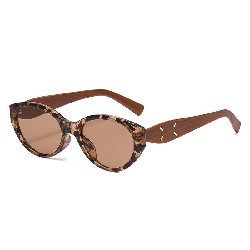 Cat Eye Sunglasses Men'S And Women'S Sunglasses Wood Grain Legs High Quality Spice Girl High Sense Polarized Glasses Fashion