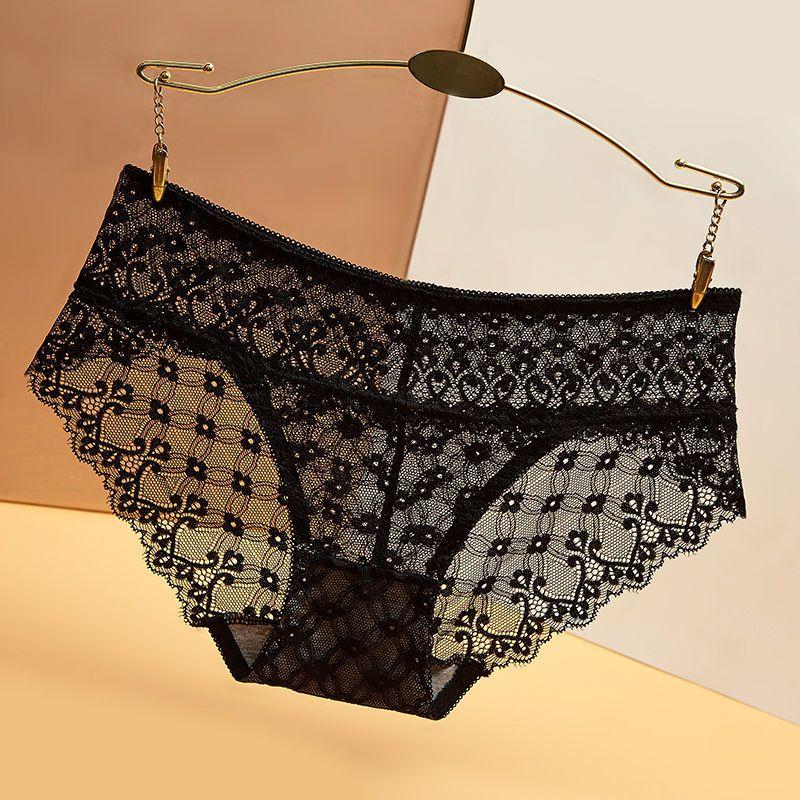 1PCS Summer Women's Underwear Female Sexy Flower Briefs Mid-Rise Seamless Underpants Pretty Lace Panties