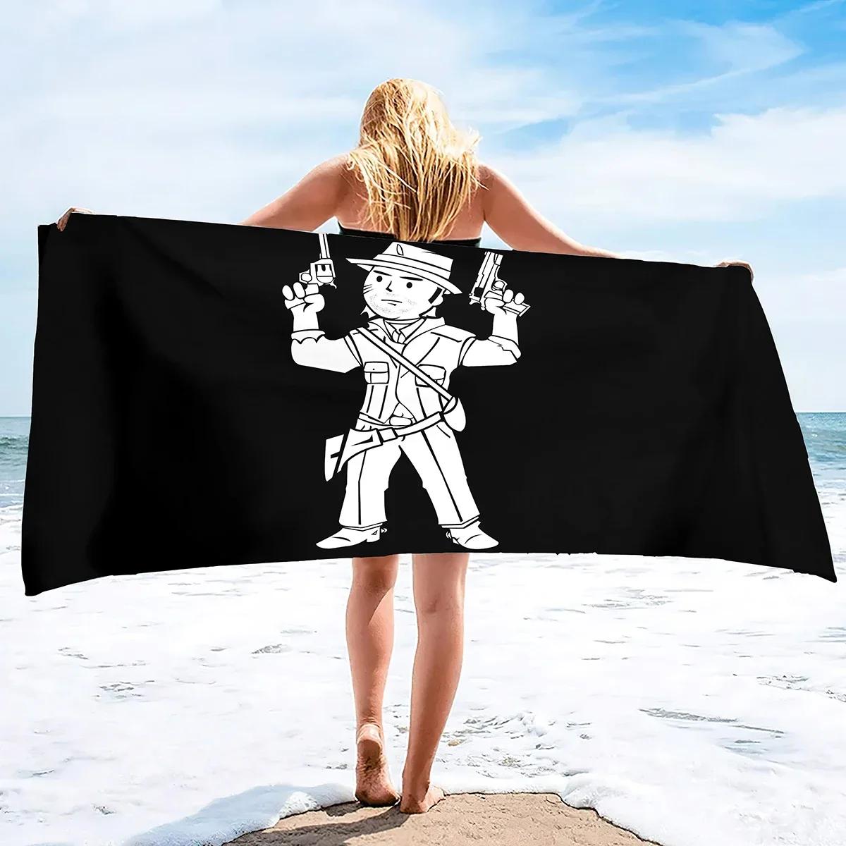 

Cowboys Beach Towels Silhouette of Cowboys Soft Beach Towel Oversized Travel Beach Pool and Bath Towels for Adults Toddler W30*H60(CM)