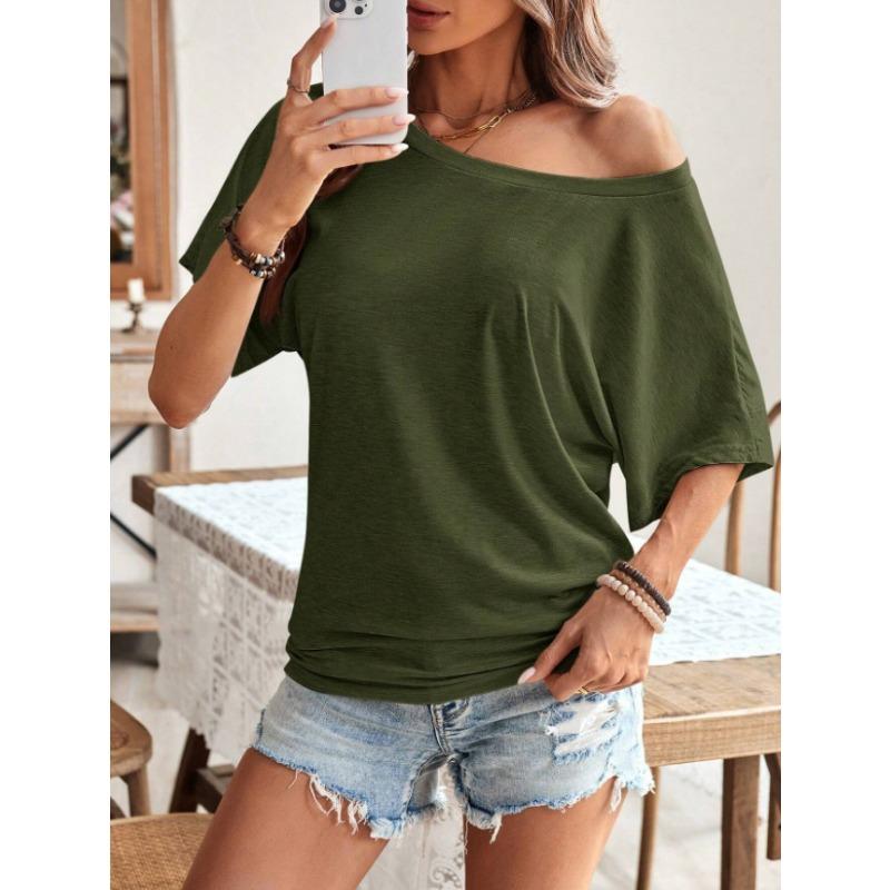 Kurzärmeliges Damen-T-ShirtV-Ausschnitt Lässiges Sommeroberteil Modisch, dünn und vielseitig