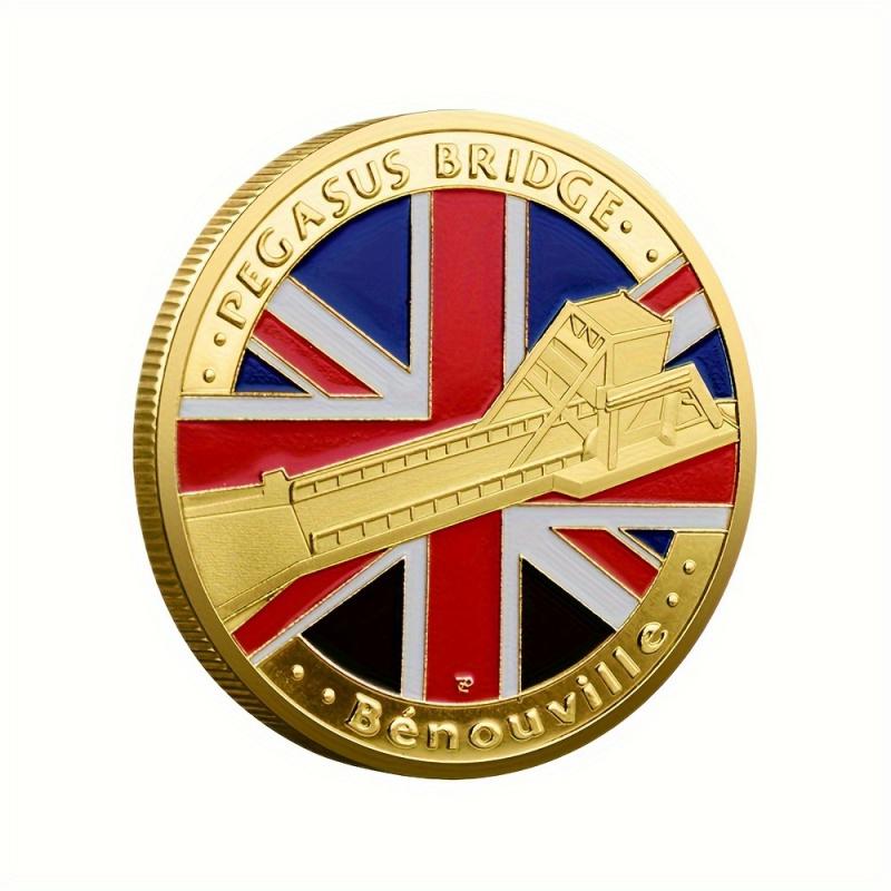 Replica Coin World War II British D-Day Commemorative Gold Coin-British Bulldog and Pegasus Bridge Design,Collectible Coin Gift