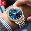 OLEVS Men's Watch Luxury Brand Diamond Automatic Mechanical Watch Stainless Steel Waterproof Calendar Business Men's Watch