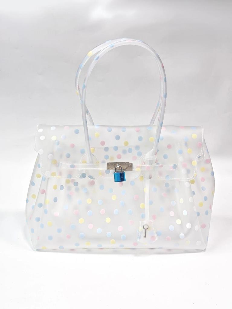 2026 Women's Waterproof TPU Jelly Handbag - Fashionable Lock Buckle Tote for Beach & Everyday Use