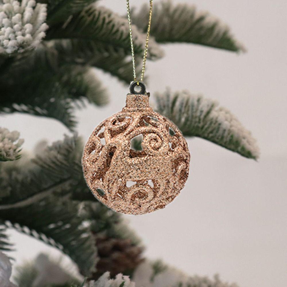 9Pcs 6cm Christmas Ball Set Plastic Hollow Out Christmas Tree Pendant Reusable Decorative Hanging Pendants for Home