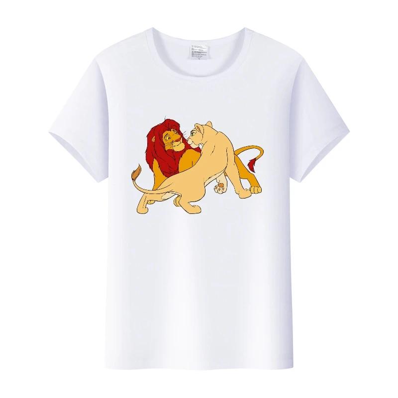 Casual Summer Ladies Blouses Men White Tees Clothes Women 90S Tshirt Oversized Tops Disney Cartoon The Lion King Graphic T-shirt