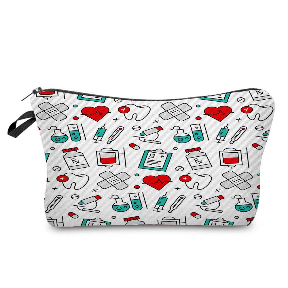 Women Medical Supplies Print Cosmetic Bag Toiletries Organize Travel Storage Case 6682