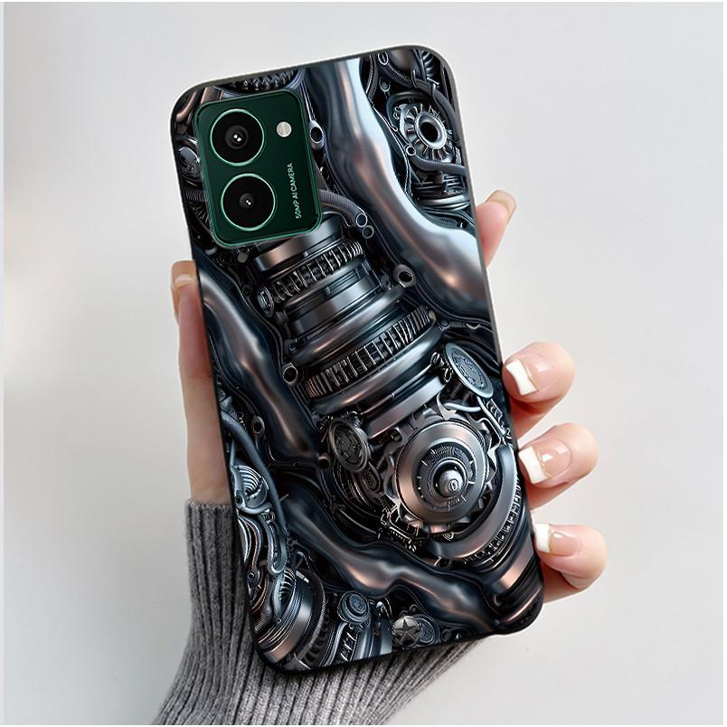 Custodia Nera Per Nokia HMD Pulse Pro/ HMD Pulse/HMD Pulse Plus Antigraffio Morbida Gelatina Custodia Gatto Nero Su Nuvole Rosa