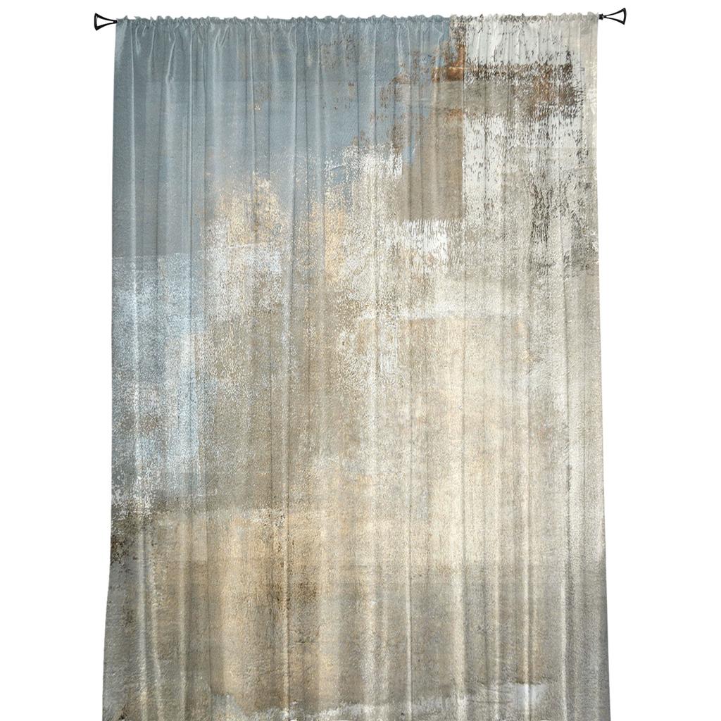 Retro Country Style Abstract Art Tulle Curtain Voile Transparent Tulle for Bedroom Living Room Kitchen Sheer Window Curtains