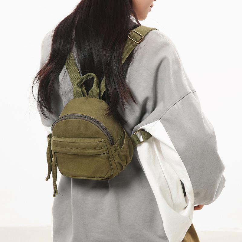 Mini Canvas Backpack Trendy Brand Niche Design Sense Small Backpack Women's Leisure Sports Cycling Bag Men's Mobile Phone Backpack
