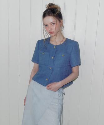 Twee Ronne Pocket Short Sleeve Tweed Jacket