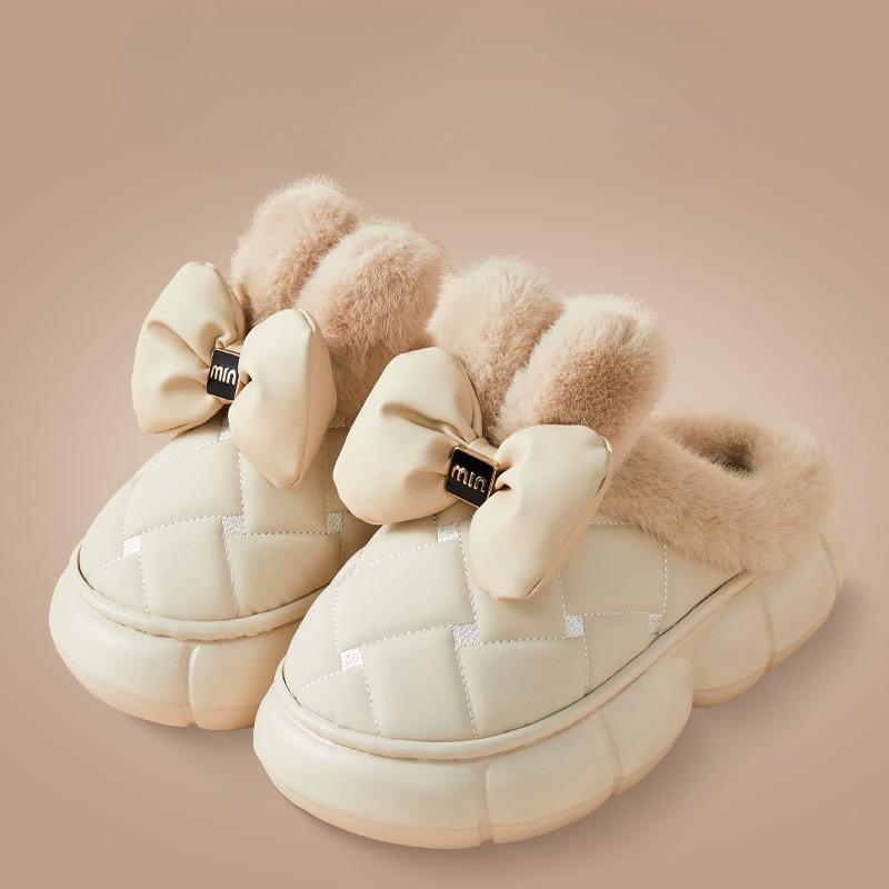 

Плюшевые Нескользящие Хлопковые Тапочки, Мультяшные Утолщенные Водонепроницаемые Домашние Туфли Fits 39-40 бежевый