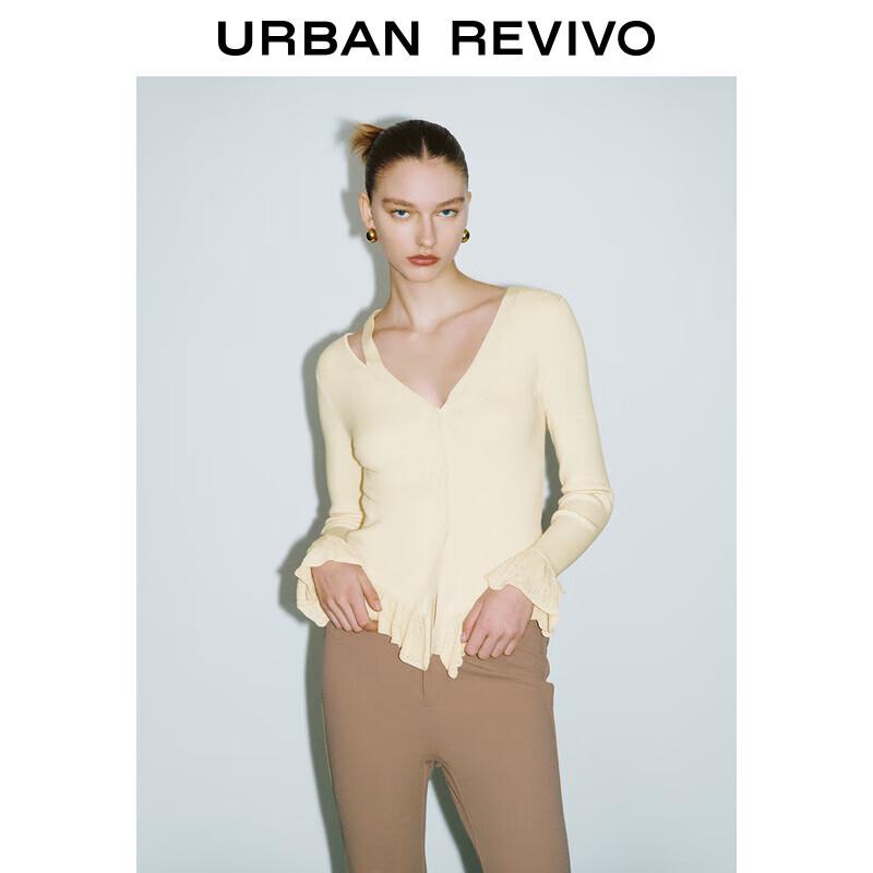 

Женский вязаный кардиган с оборками M