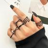 European and American Trendy Black 9-Piece Ring Set