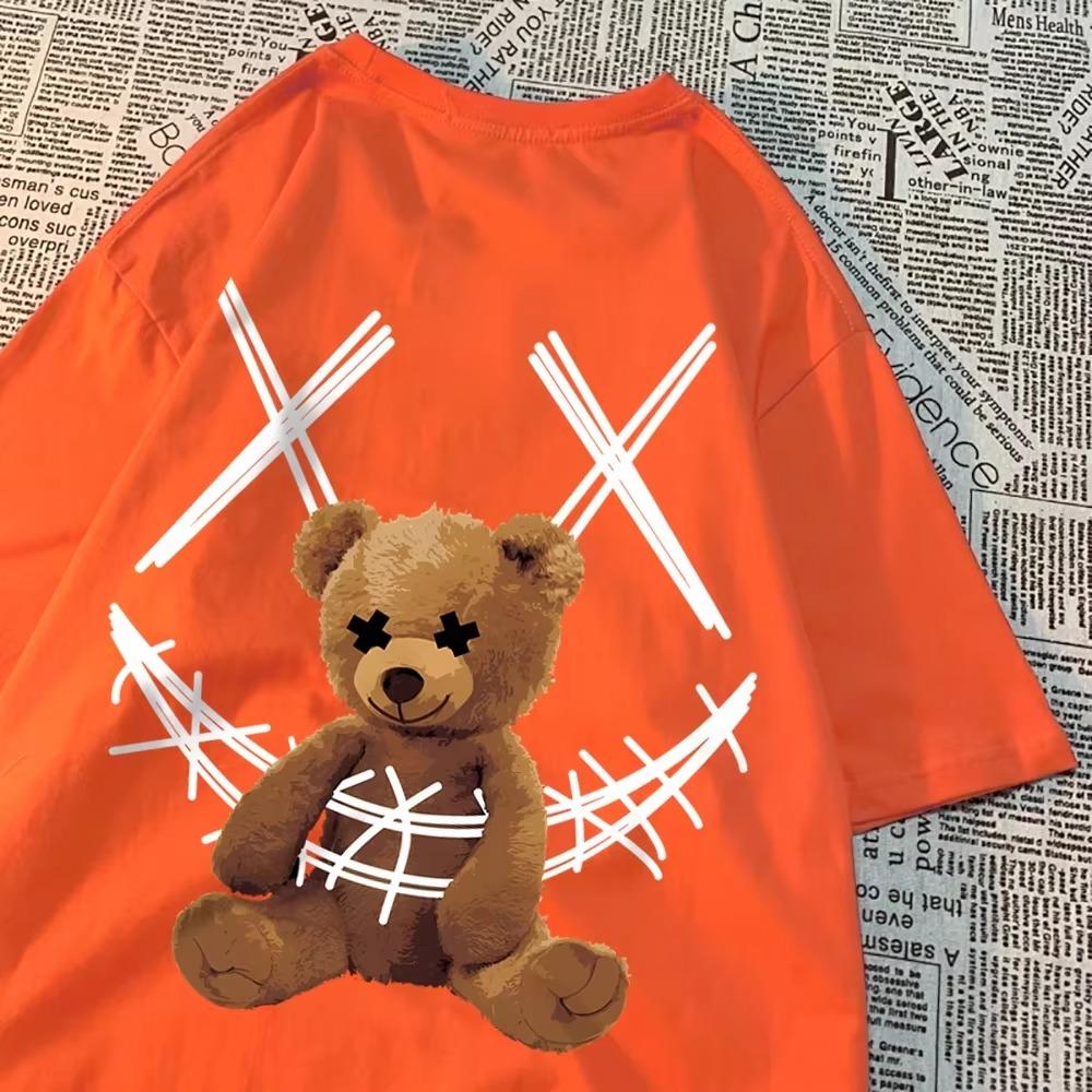 Uvězněný medvěd hnědý vzor Muži Ženy Tričko Pár Kvalitní Trička Léto Volné Tričko Oblečení Vintage Bavlna Pár