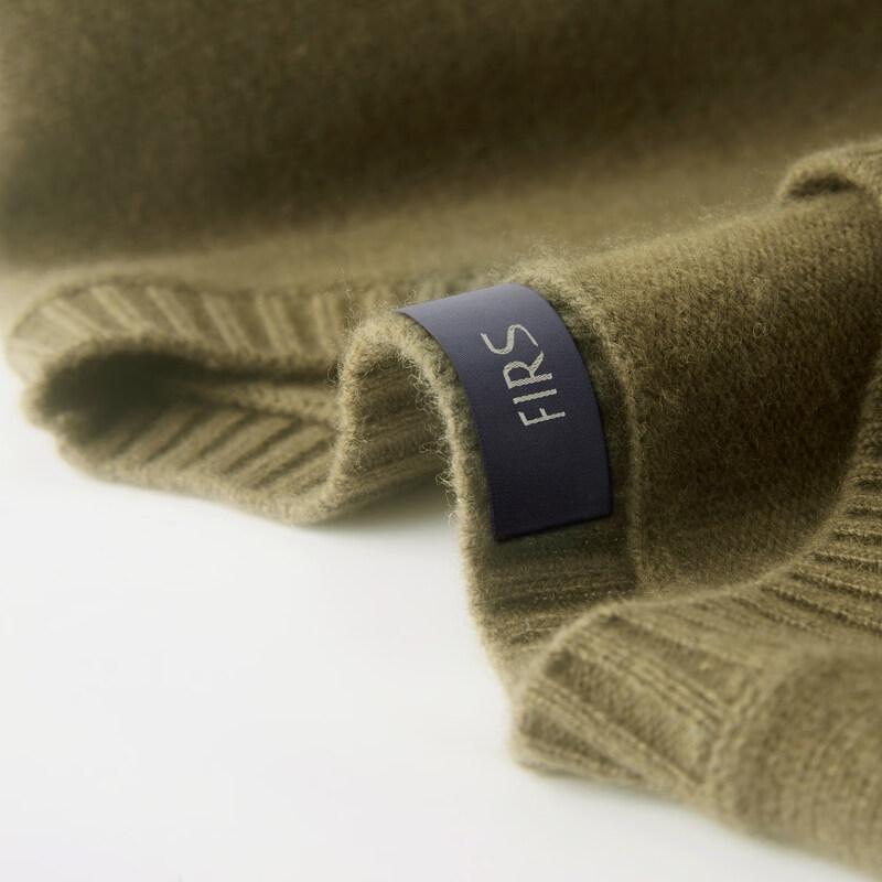 FIRS Men's Round Neck Wool Cashmere Blend Sweater