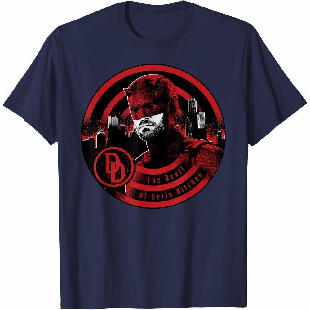 Daredevil Hells Kitchen Marvel TShirt Harajuku Short Sleeve Soft Cotton Regular Fit Crew Neck Streetwear Top for Him Her