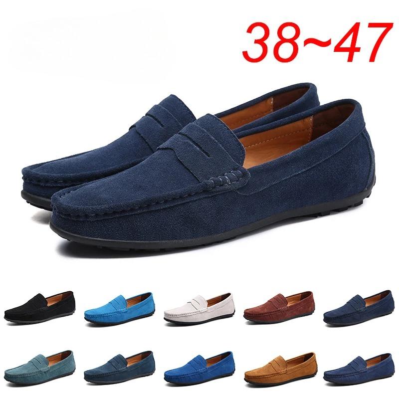 Fashion Genuine Leather Cow Suede Men Shoes Luxury Brand Casual Formal Mens Loafers Moccasins Footwear Black Male Driving Shoes Hombres
