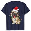 Christmas Pug With Christmas Lights Santa Hat Xmas Pug Dog T Shirt Mens Cotton Oversized Printing T Shirts Harajuku Tshirt