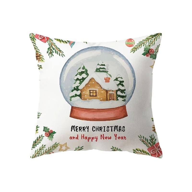 Merry Christmas Santa Claus Decorative Printed Pattern Cushion Cover Home Living Room Sofa Pillow