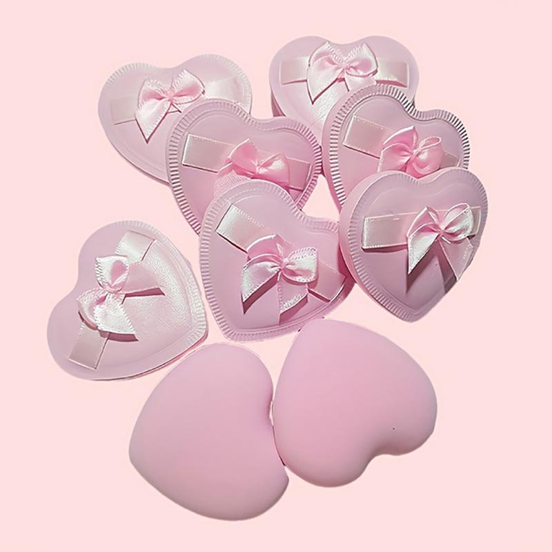 2/5Pcs Heart Bow Makeup Powder Puffs That Can Be Used In Both Dry And Wet Combinations Cotton Candy Air Cushion Powder Puff