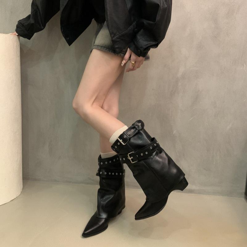 American Spice Girls Belt Buckle Pants Boots Short Boots Season Niche Design Short Boots Western Boots