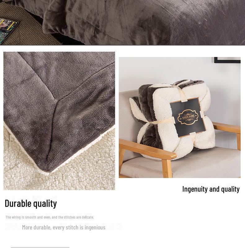 New Double-Layer Thick Lambskin Leisure Blanket for Sofa or Office Nap