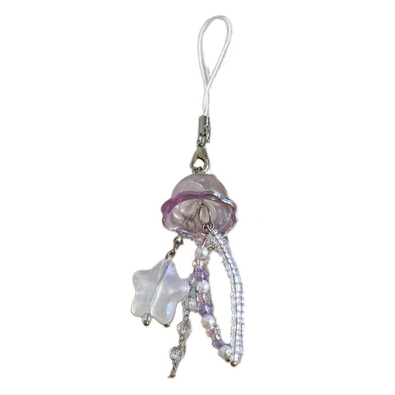

Y2K Phone Charm Keychain Jellyfish Star Phone Strap Lanyard for Women Girls Bag Backpack Ornament Car Key Holder Jewelry фіолетовий