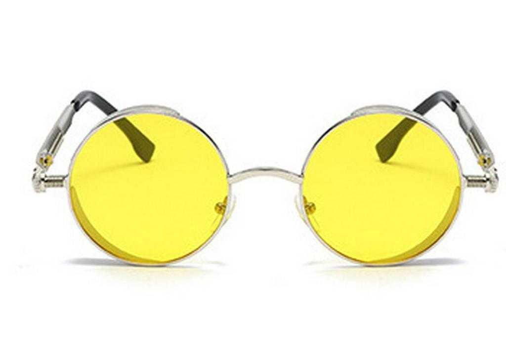 Versatile European-American Steampunk Metal Sunglasses with Spring Legs - Model 58028