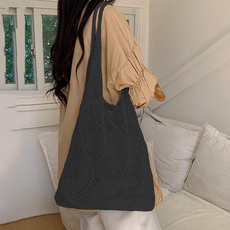 Handwoven Beach Crochet Bag for Women Lightweight Knitted Tote Handbag Summer Shopping Travel Shoulder Purse