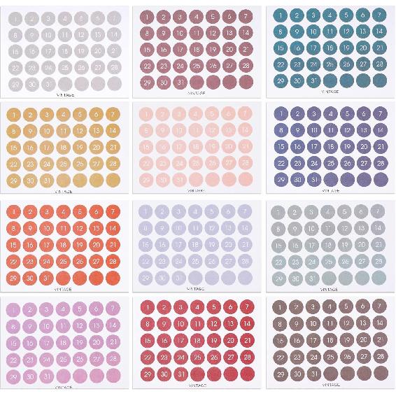 Planner Stickers 12 Date Dot Index Number  journaling Stickers for to Do Lists Planner Accessories(420 Pieces)