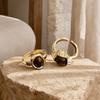 2Pcs Tiger Eye Stone Ring for Men Women, Adjustable Natural Stone Open Ring, Vintage Statement Ring, Jewelry Gift for Him Her