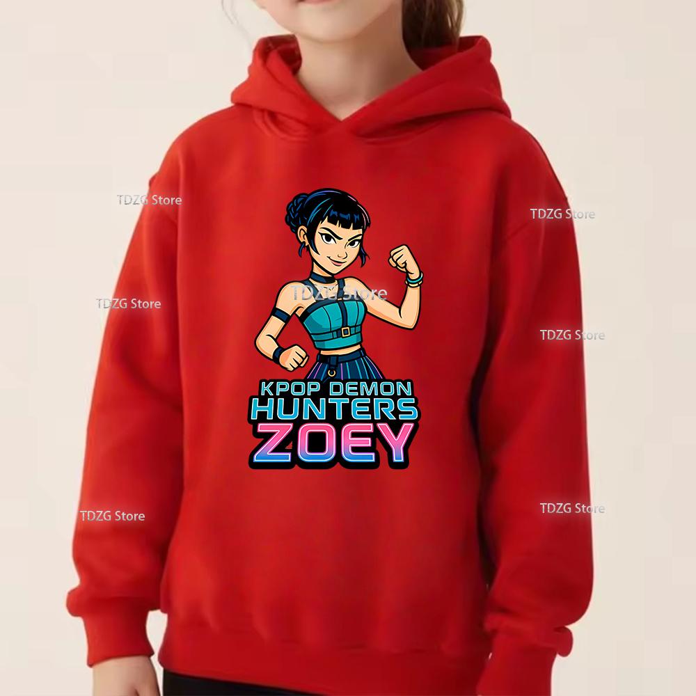 Autumn Single Girl Group KPop Demon Hunter Print Fashionable and Simple Sports Boy Girl Pullover Hoodie Children Clothing