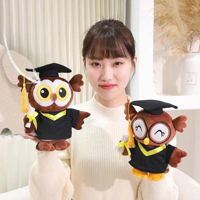 Graduation Owl Bear Doll Cute Plush Class of 2025 Gift for Her Him Personalized School Stuffed Animal Mini Doctoral Hat Design Graduation Decorations