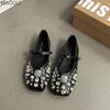 Fashion Silver Rhinestone Mary Jane Shoes Women's Spring Summer Versatile Casual Flats for Daily Wear Comfortable Slip on Shoes
