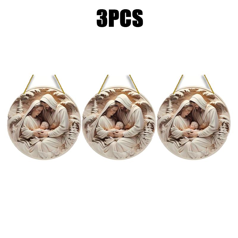 Acrylic Jesus Birth Christmas Pendant 3D Visual Hangable Creative Christmas Tree Jewelry Pendant Home Decoration Exquisite Gifts