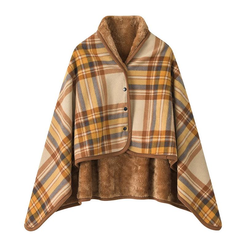 Wearable Plaid Fleece Blanket With Button Winte Warm Throws On Sofa Bed Travel Thicken Bedroom Office Air Conditioning Blanket