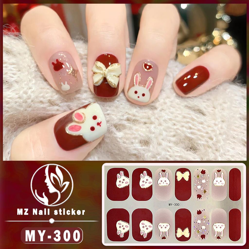 Panda Butterfly 5D No-Bake Nail Stickers - Full Cover, Waterproof, Faux Diamond Design