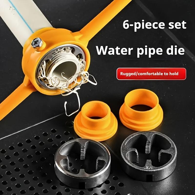 Set di 6 filiere per tubi dell'acqua in metallo, tagliatubi manuale, filettatore per tubi in plastica