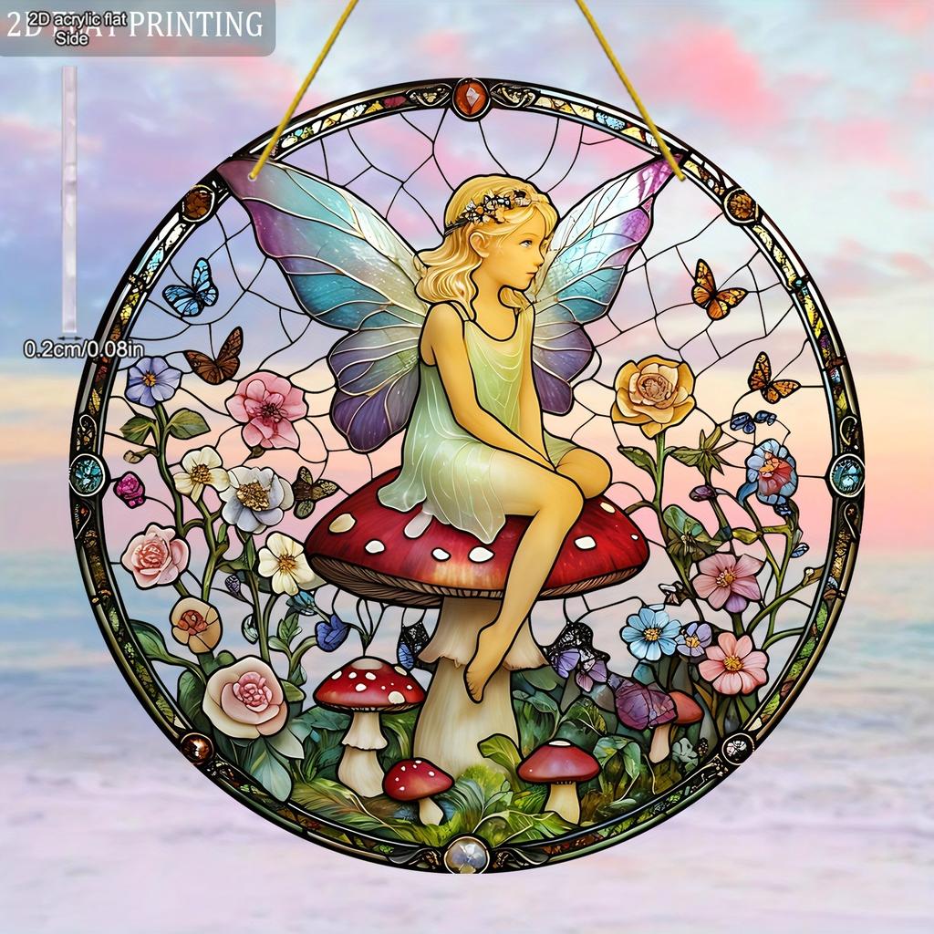 Sun Catcher Window Enchanting Elf Fairy Acrylic Door Display, Four Seasons Decoration, Novelty Home Decor, Perfect Durable for Bedroom, Store, Office